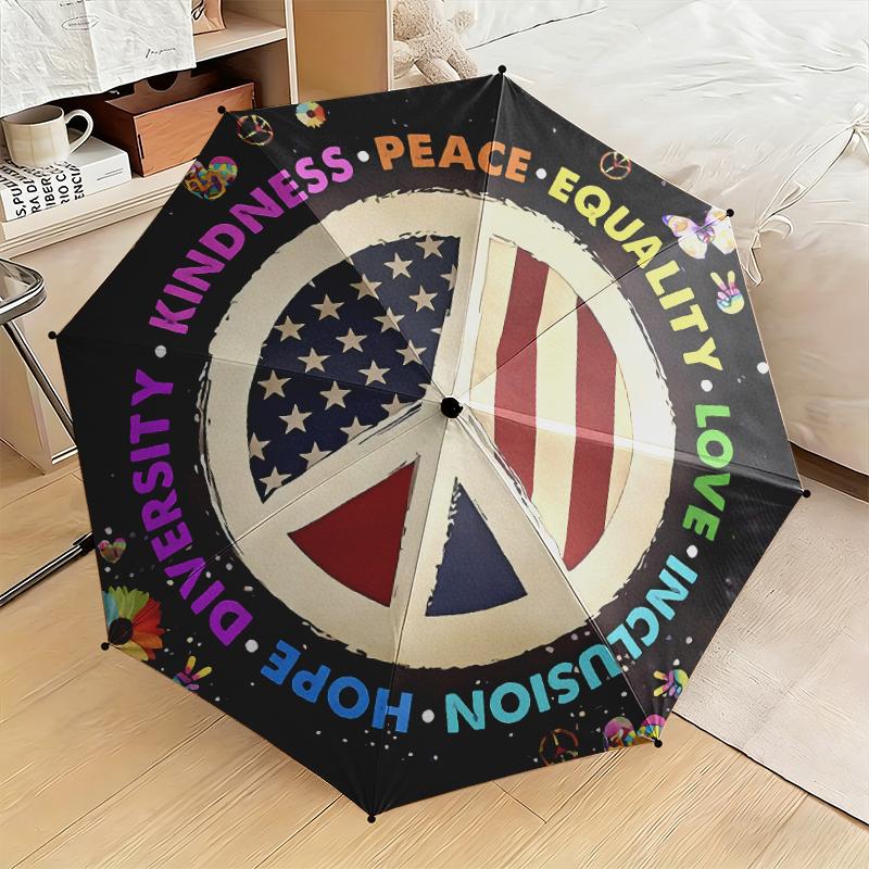 1 Stück Regenschirm mit amerikanischem Flaggen-Design, tragbarer faltbarer Regenschirm, Eisenrahmen, Rippenstruktur, Outdoor-Heim-Regenschirm