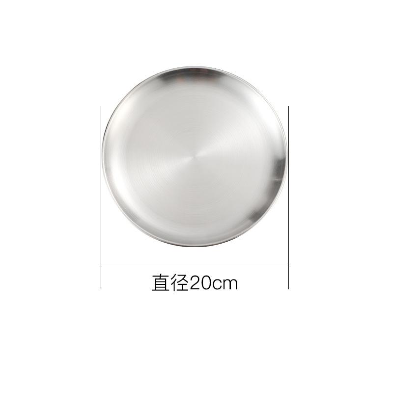 Stainless Steel Round  Food Storage Tray Korean Style Steak BBQ Buffet Plates Durable Thicken Shallow Dishes Kitchen Tools