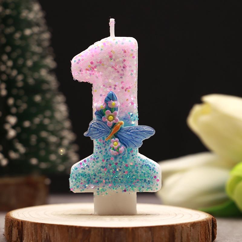 0-9 Number Cake Candles Party Supplies Pink Butterflies Candles Accessories Cake Shop Props Valentine's Anniversary Candles Blue