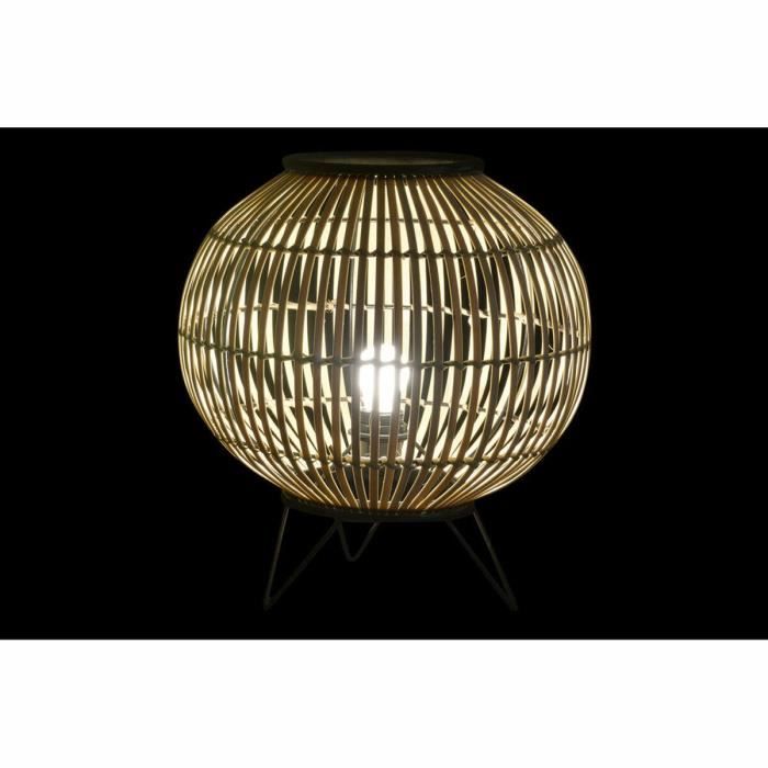 Lampe De Bureau - Métal - Bambou - Noir Et Marron - Design Contemporain - 36 X 36 X 37 Cm