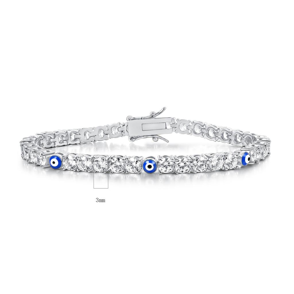 A Explosive 3mm4mm Zircon Epoxy Tennis Bracelet Devil's Eye Eye Jewelry