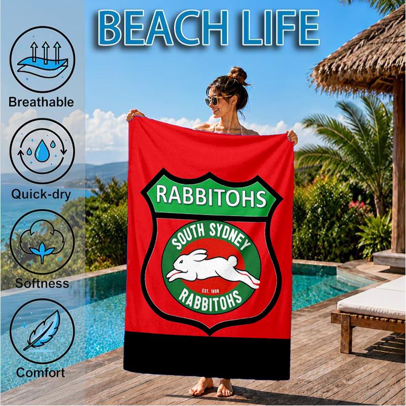 Asciugamano da Spiaggia con Design del Logo Rabbit NRL, Asciugatura Rapida, Facile da Curare, Adatto Sia per il Fitness che per le Vacanze al Mare, Essenziale per lo Sport