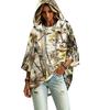 Women's Fashion Three-Quarter Sleeve Leaf Print Hooded Pullover Top