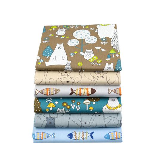 

6Pcs 25cmx20cm Floral Print DIY Kid Baby Face Cover Cotton Cloth Sewing Material кофейный