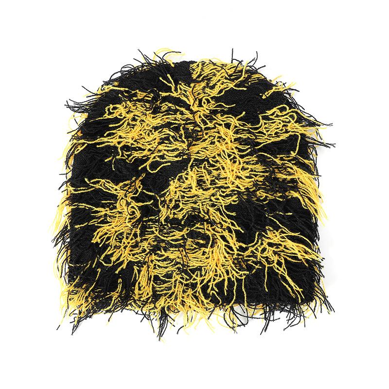 Winter Knit Beanie with Tassel Camo Jacquard Acrylic Warm Skull Cap for Outdoor Cycling Windproof