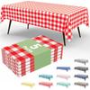 Homaxy Disposable Table Cloth 54x108 In Waterproof Plastic Tablecloth Rectangle Checkered Table Covers for Picnic Birthday Party