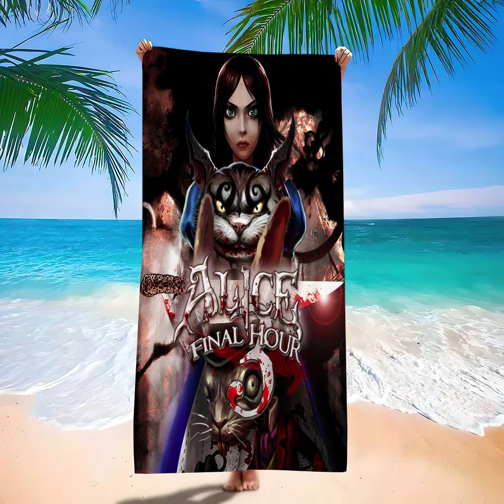 A-Alice M-Madness R-Returns Anime Beach Swimming Towel Soft Absorbent Washcloth Children's Gifts for Kids Travel Camping Gym