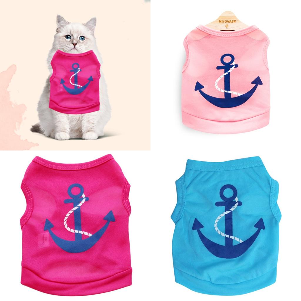 Striped Dog Anchor Vest Pets Cloth Summer Puppy Coat T Shirts Cat Casual Costume