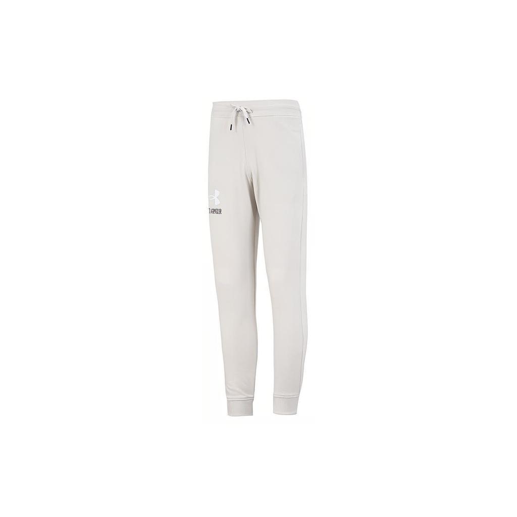 Under Armour Rival Fleece Knitted Sweatpants Men's Beige Thickened Cuffed Pants 1373411-110