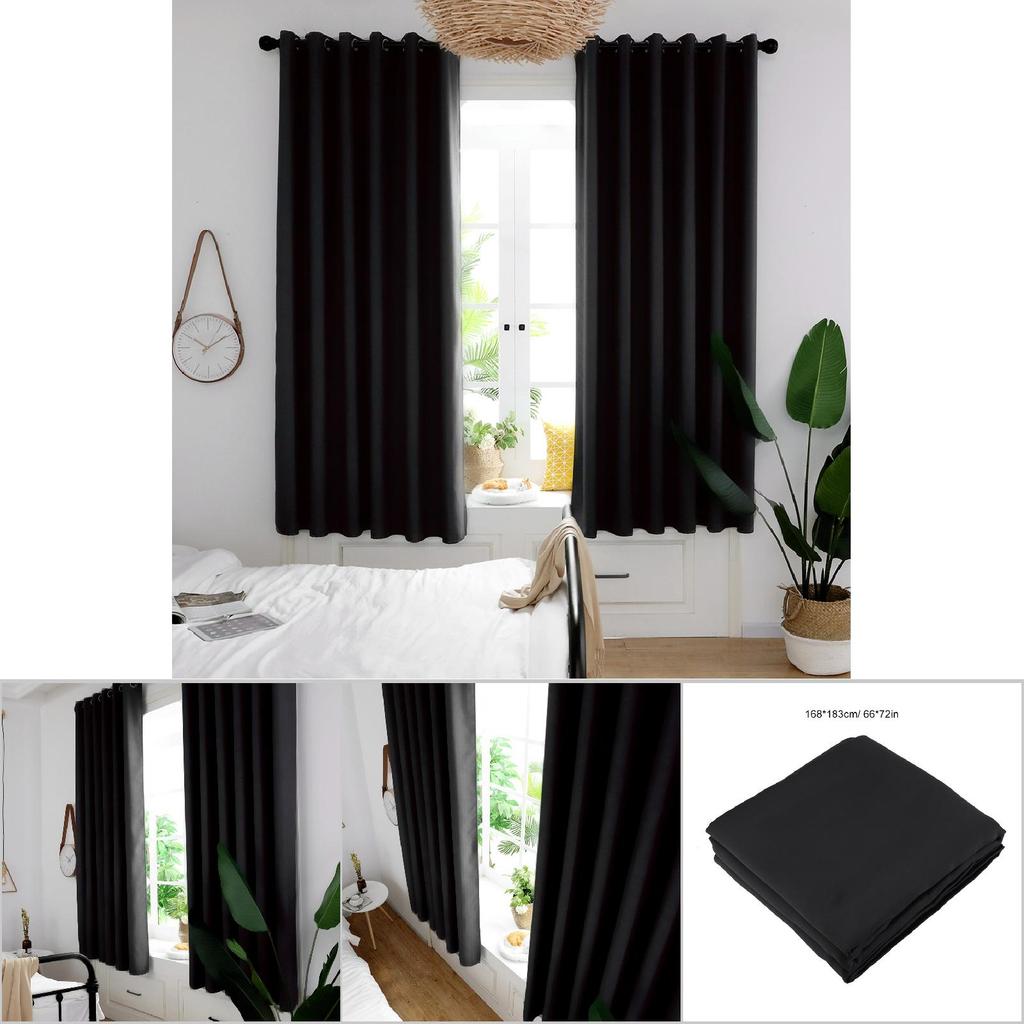 2pcs Set Black Thickened Mildew proof Lightproof Curtain Household(1#)