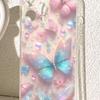Powder Blue Butterfly Anti-Drop Transparent Case for iPhone 14/15/16/17 Pro Max