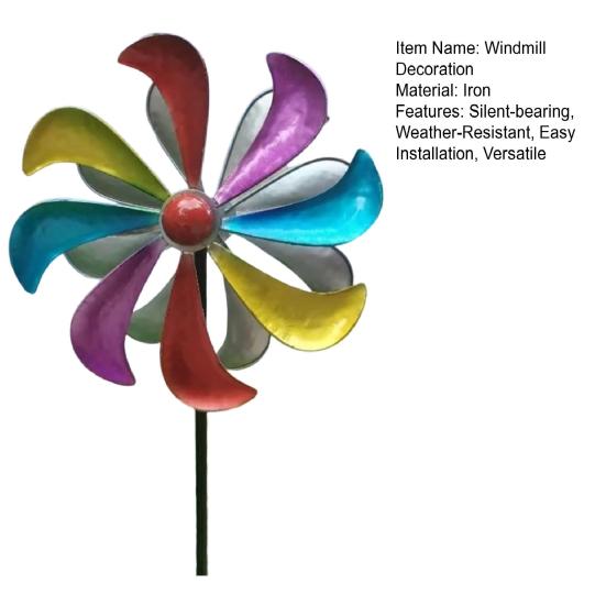 Wind Spinners Outdoor with Silent Bearing Metal Windmill Decoration with Stake 360° Rotating Colorful Blades for Yard Garden Artistic Decor Gift