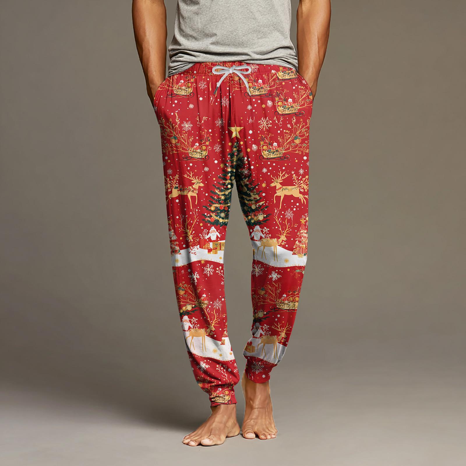 

Мужские повседневные брюки с карманами на кулиске и манжетами, домашние брюки для сна L киноварь