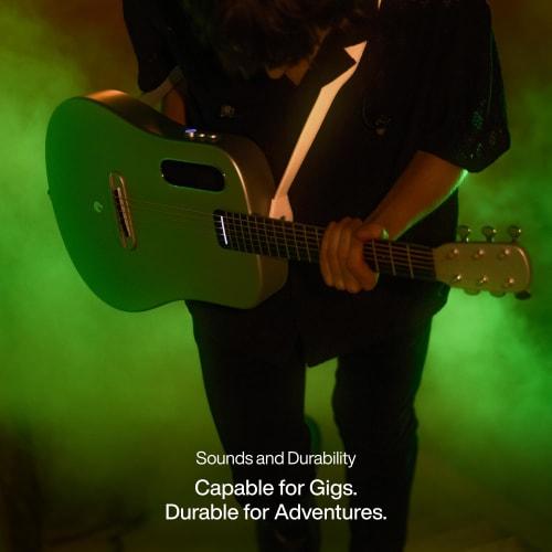 LAVA ME AIR Portable Carbon Fiber Acoustic-Electric Guitar. Beginner's Travel Guitar with Onboard Effects and Magnetic Pickup. Black.