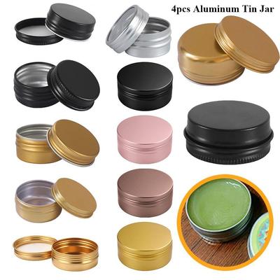 4pcs New Metal Box for Cream Balm Cosmetic Container Aluminum Tin Jar Refillable Bottles Tea Cans