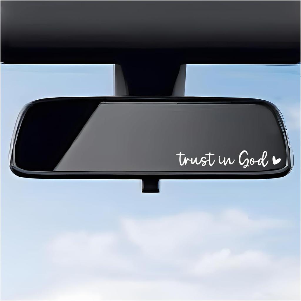 DXNQ 2PCS Trust In God Rearview Mirror decal,Car Vinyl Rearview Mirror Decorative Sticker,Waterproof Believe In God Sticker,Suitable for Cars,