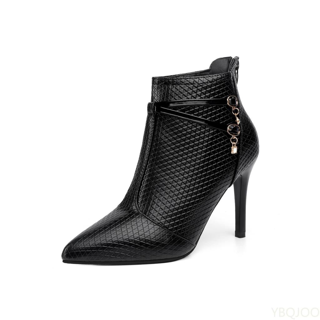 Women's New Large Size High-heeled Fashionable Short Boots Fashionable Versatile Plus Cotton Warm Nude Boots Women's Shoes