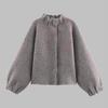2025 Cross-border European and American Autumn New Cardigan Temperament Crew Neck Plush Knitted Jacket Top A-word Skirt