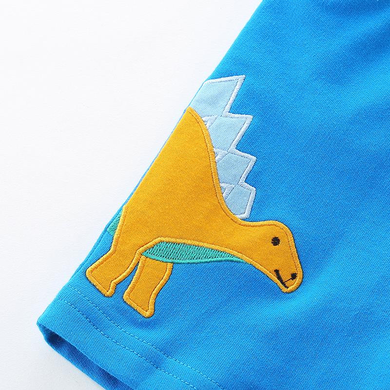 European Style Boys' Cartoon Dinosaur Embroidered Shorts, Summer Capris for Medium and Small Children