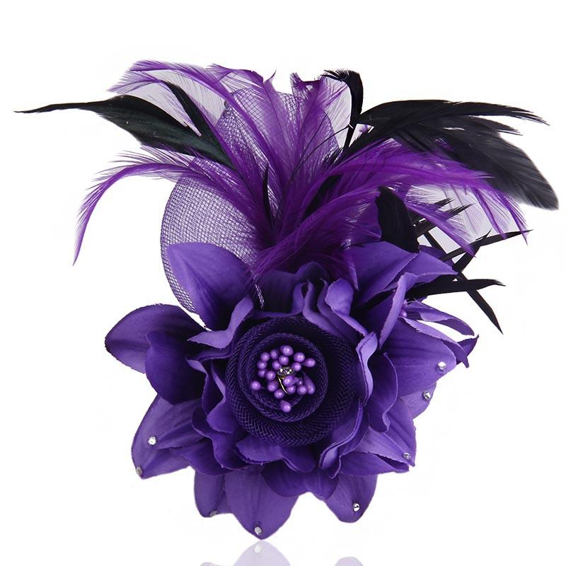 Retro Tuch Kunst Feder Brosche Pins Strass Stoff Blume Corsage Anstecknadeln Handgemachten Schmuck Hochzeit Party Zubehör