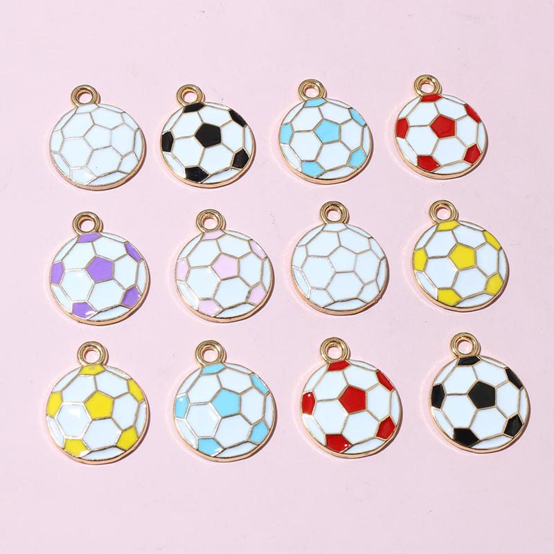 20pcs 16.5x13mm Enamel Football Soccer Small Charms Pendant Zinc Alloy Metal DIY Jewelry Making Accessories Findings
