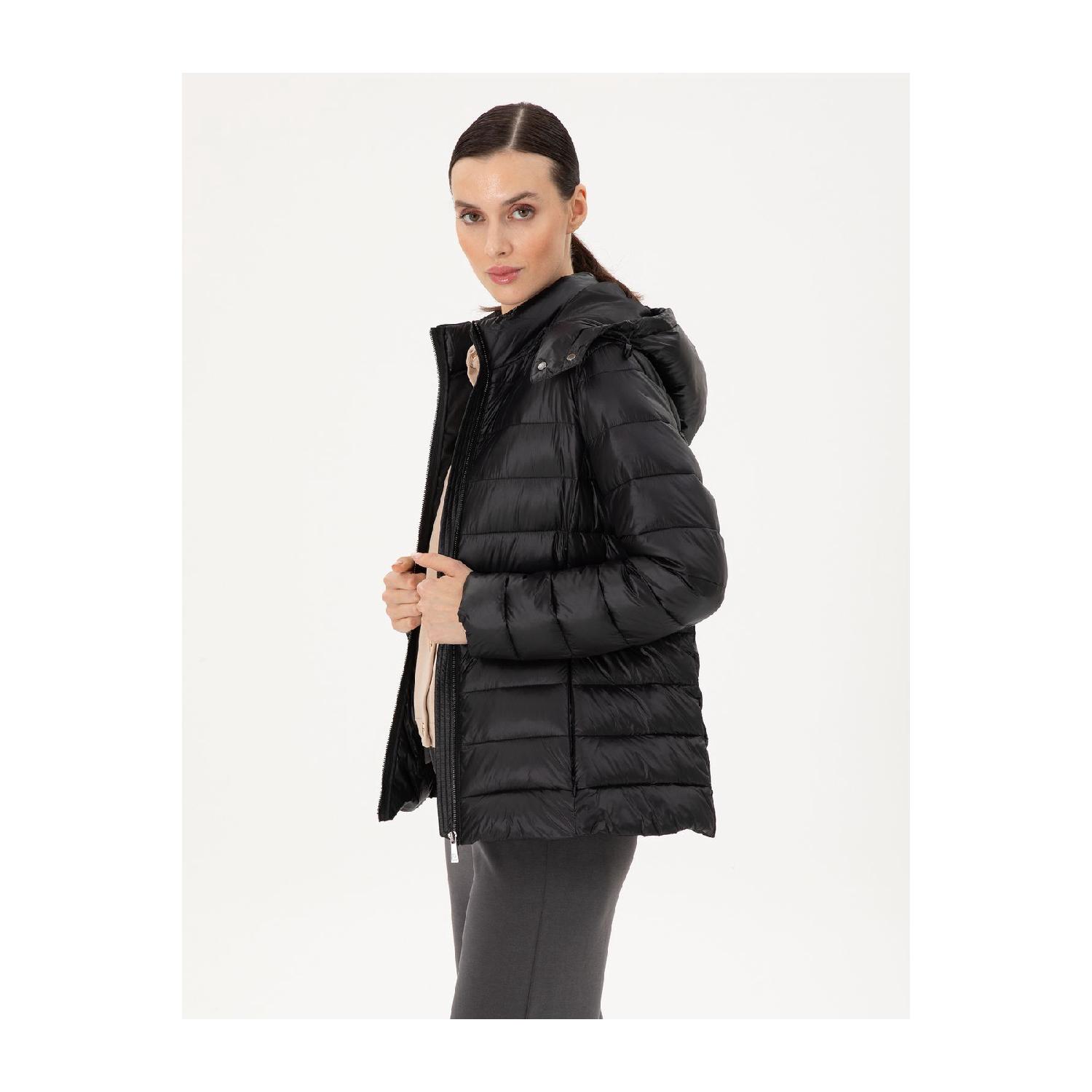 

Black Hooded Quilted Coat 50297332-vr046 36 чорний