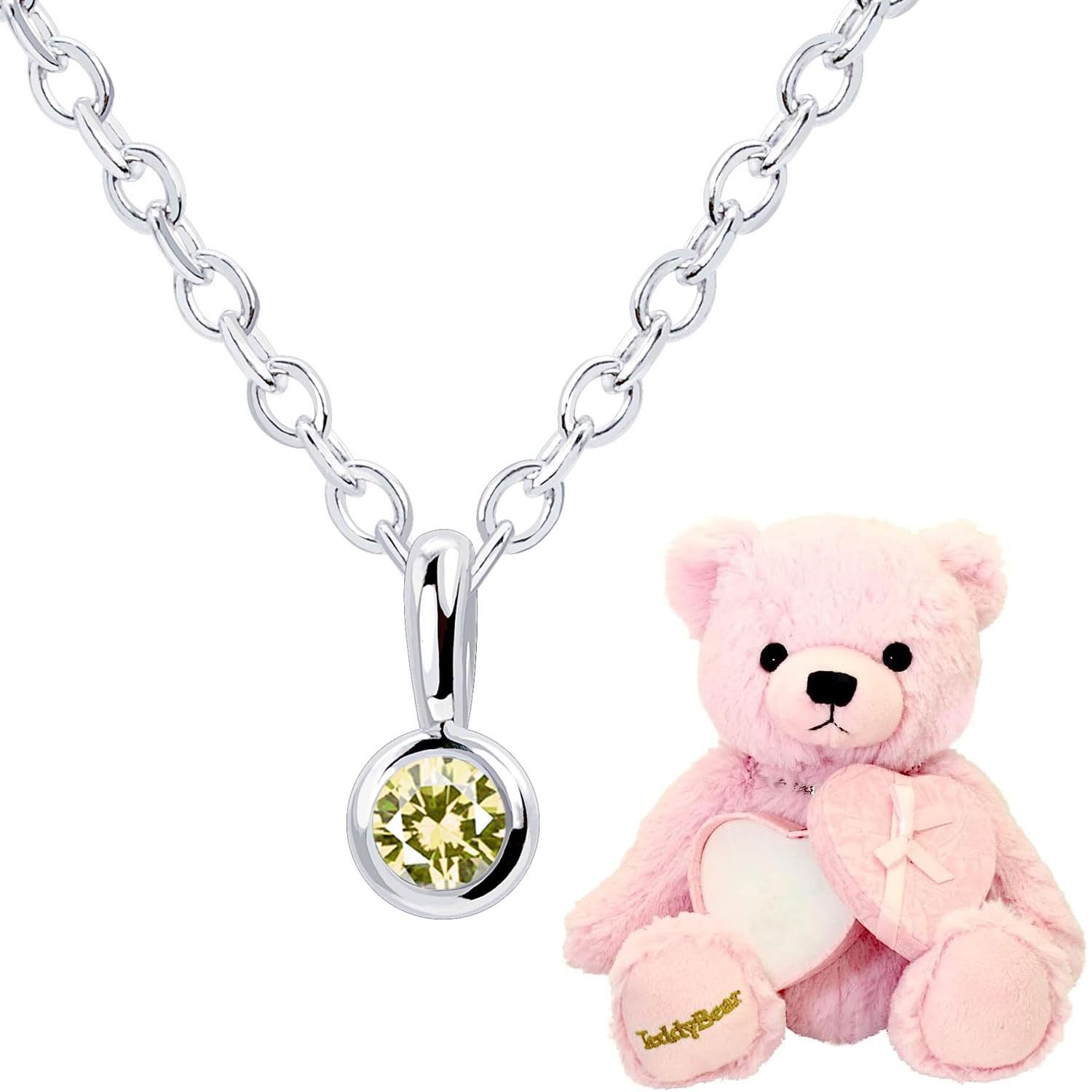

Ожерелье с одним бриллиантом Fukurin Silver Pink Teddy Bear Set August Birthstone Peridot [Sears] Womens 13930-s-tdt-01-p-08