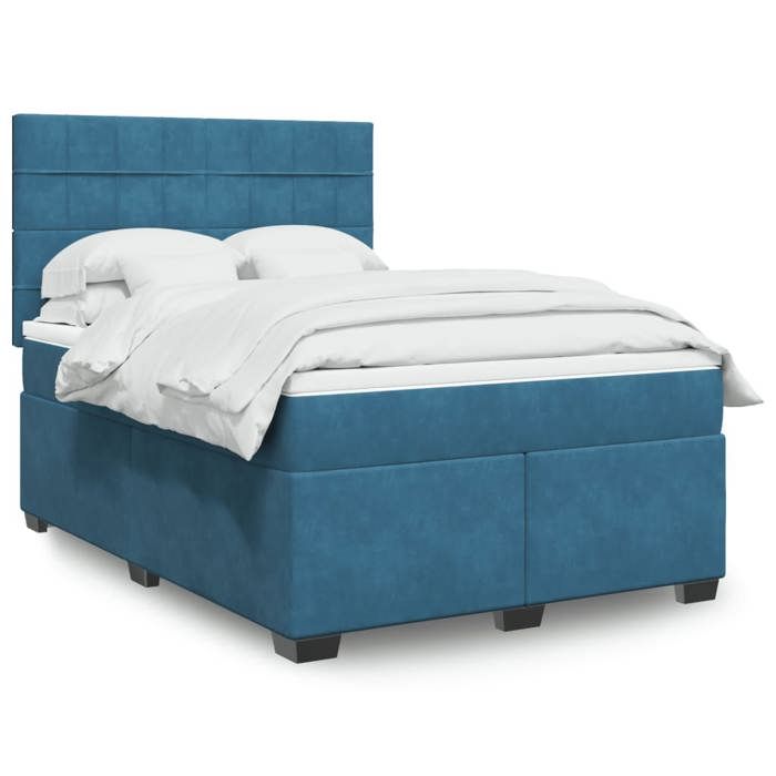 Maison Exclusive - Sommier à lattes de lit et matelas bleu 140x190 cm velours