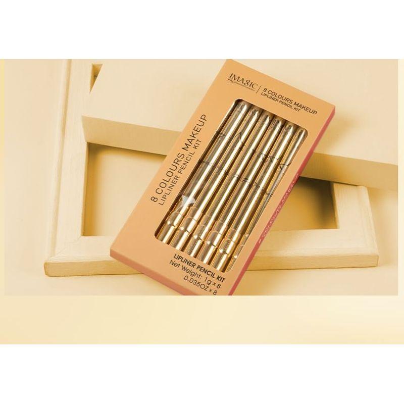 IMAGIC - Kit Matite Labbra Contorno Dorate Setose 8 Colori