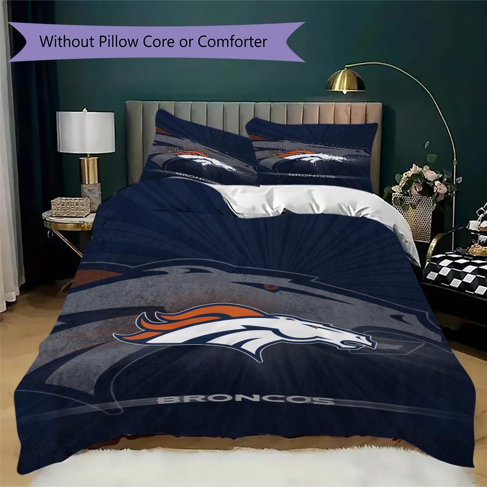 Denver Broncos Pattern Bedding uilt Set uilt Cover Pillowcase Home Decoration Birthday Gift (1*duvet cover + 2*pillowcase without core)