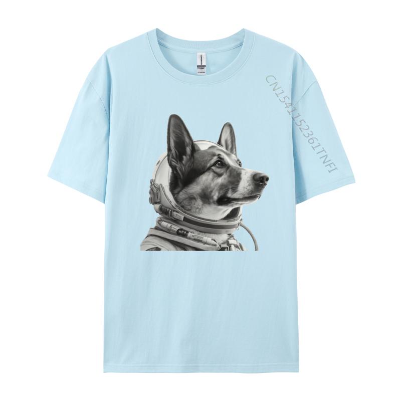 Weltraumhund T-Shirt Normales T-Shirt Für Studenten Neu Ankommendes Baumwoll-T-Shirt Freizeit Oberteil T-Shirts Schwarze Grafik-T-Shirts