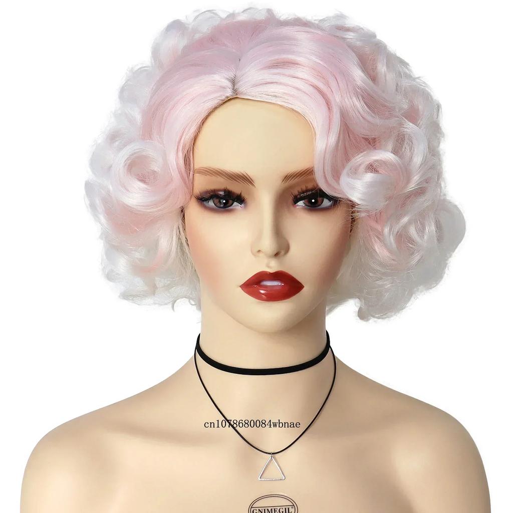 Olivgrüne Perücke für Frauen Synthetische Kurze Große Lockige Perücken Cosplay Halloween Kostümparty Flauschiger Stil Hochtemperaturfaser