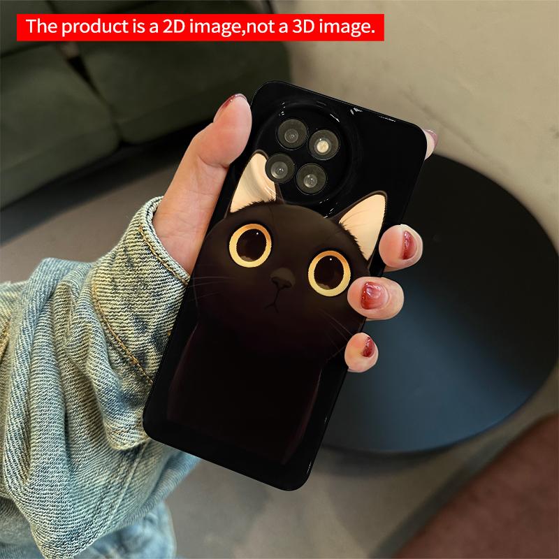 2DFlat Xiaomi Redmi phone caseGlowing Eyes Cat Designsuitable for Redmi Note 11 12 13 14 A3 K80 15 17 Ultra