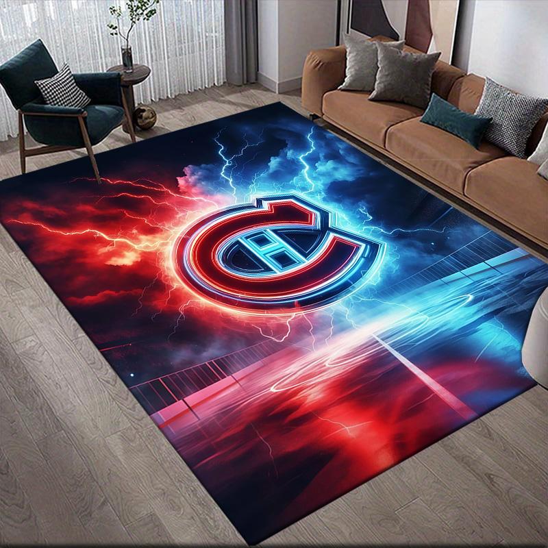 Montreal Canadiens2 Flannel Pattern Square Carpet,Area Rug,Carpet Rug for Living Room Bedroom Sofa Playroom Decor,Non-slip Floor Mat