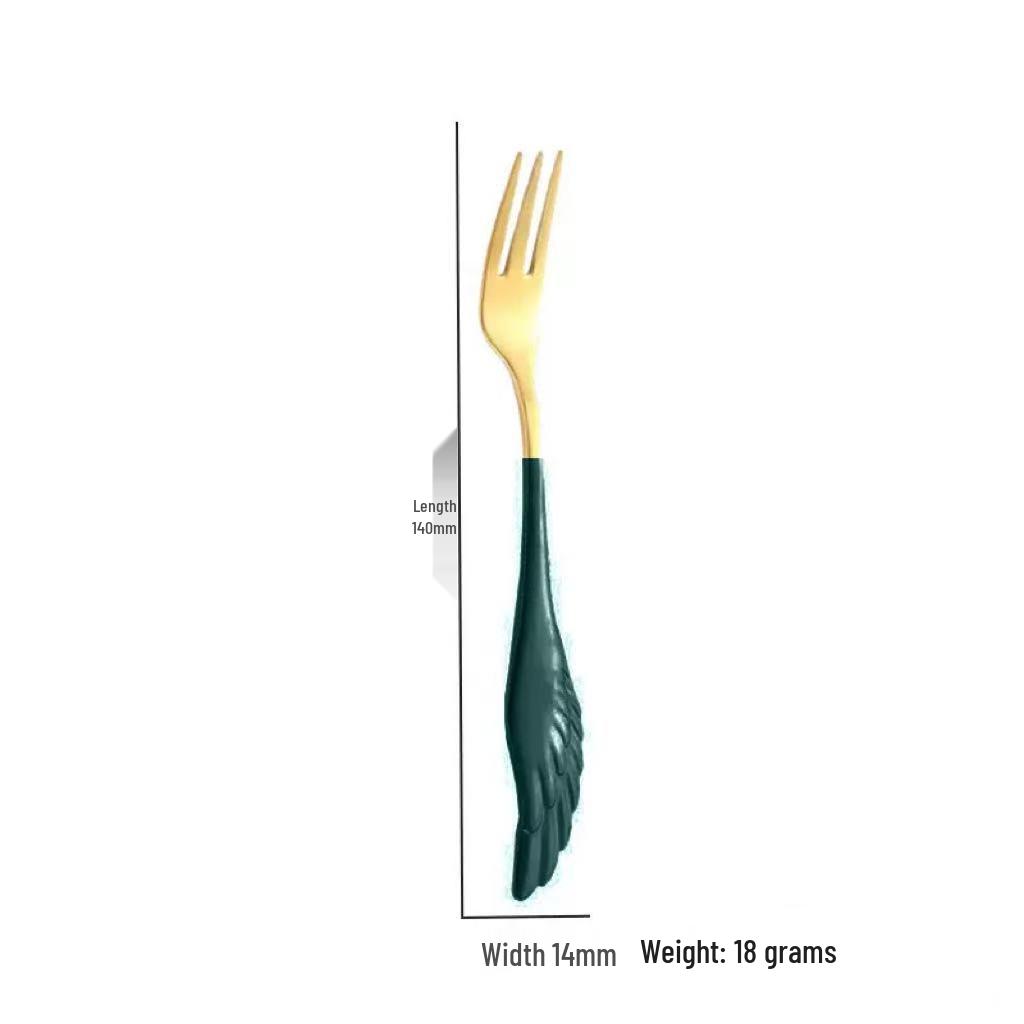 Creative 304 Stainless Steel Wing Spoon & Fork Set - 2-Piece for Dessert, Coffee & Hotels