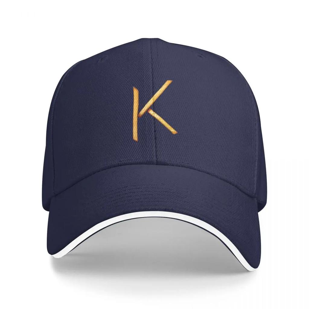 Artistic Alphabet Fries The Letter K in Crispy Golden Glory Baseball Cap Golf Hat Unisex Luxury Cap Hat Beach For Girls Unisexs