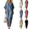 Damenkleid Lässig Fließende Kleider V-Ausschnitt Urlaub Boho Strand Sommerkleid
