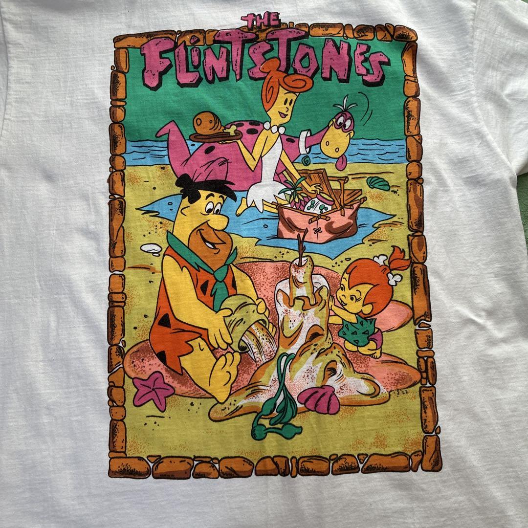 

[USED] Rare Flintstones Flintstones T-shirt, vintage, white, anime