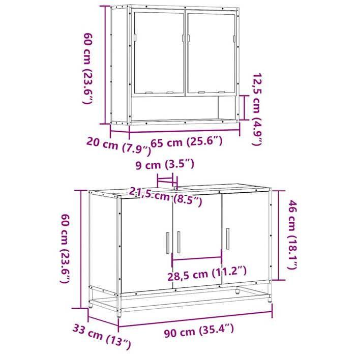 VidaXL Ensemble De Meubles De Salle De Bain 2 Pcs Chêne Marron, Armoire De Rangement, Armoire De Bain, Meuble De Toilette 3300924