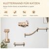 4PCs Wall-mounted Cats Climbing Shelf Set Cat Tree Kitten Perch Activity Center with Hammock Scratching Post Jumping Platform Brown