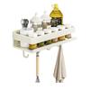 Space Saving Designs Vertical Mount Kitchen Rack Sturdy Carbon Steel Construction Holds Utensils Spices Towels