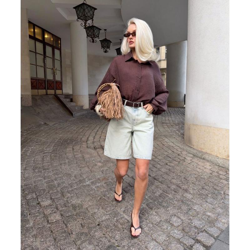 Women S Loose Lantern Long Sleeve Shirt Lapel Button Thin Sun Protection Cardigan