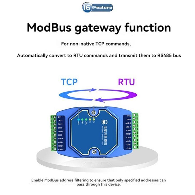 A84E-8 Way Temperature Acquisition Module Modbus RS485 PT100 RTD Gateway Watchdog DNS Industrial