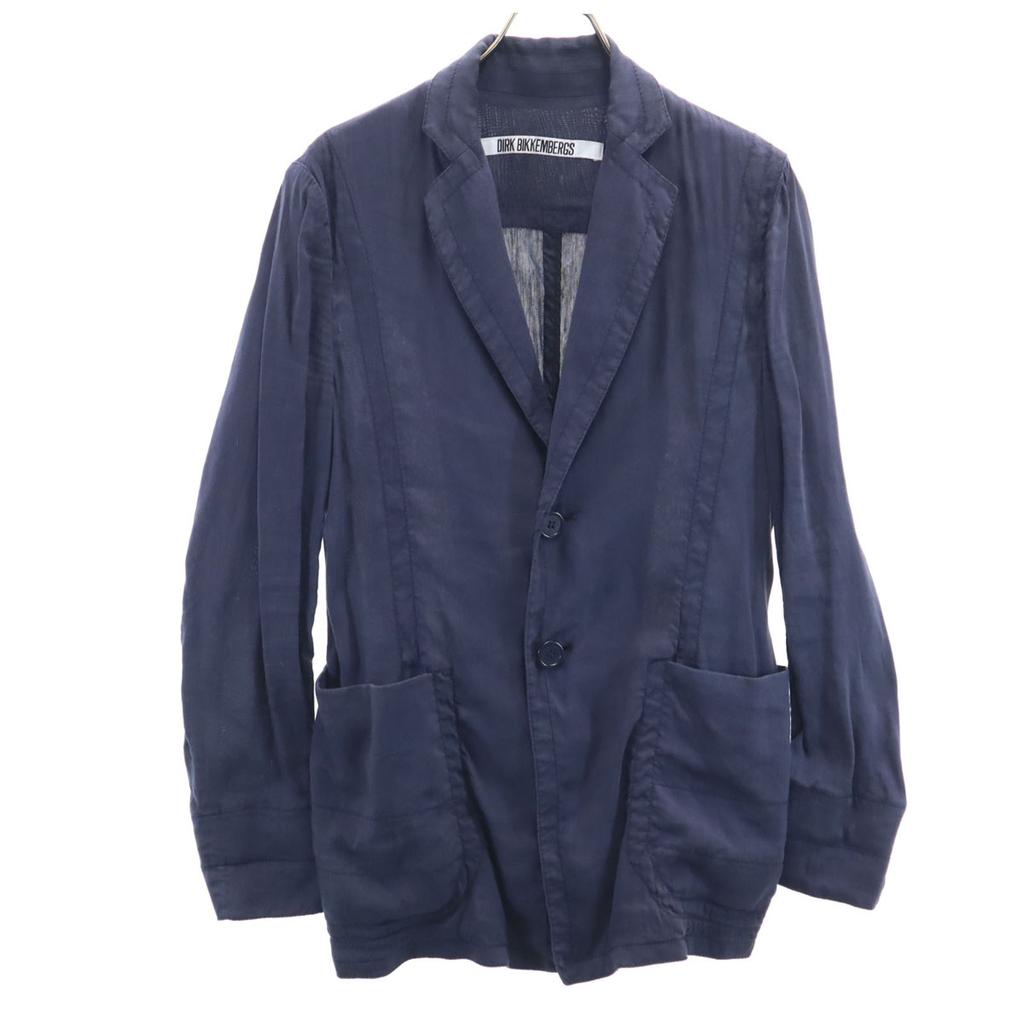 DIRK BIKKEMBERGS Made in Italy Linen Blend tailored jacket 46 Navy Ancon Men's Used