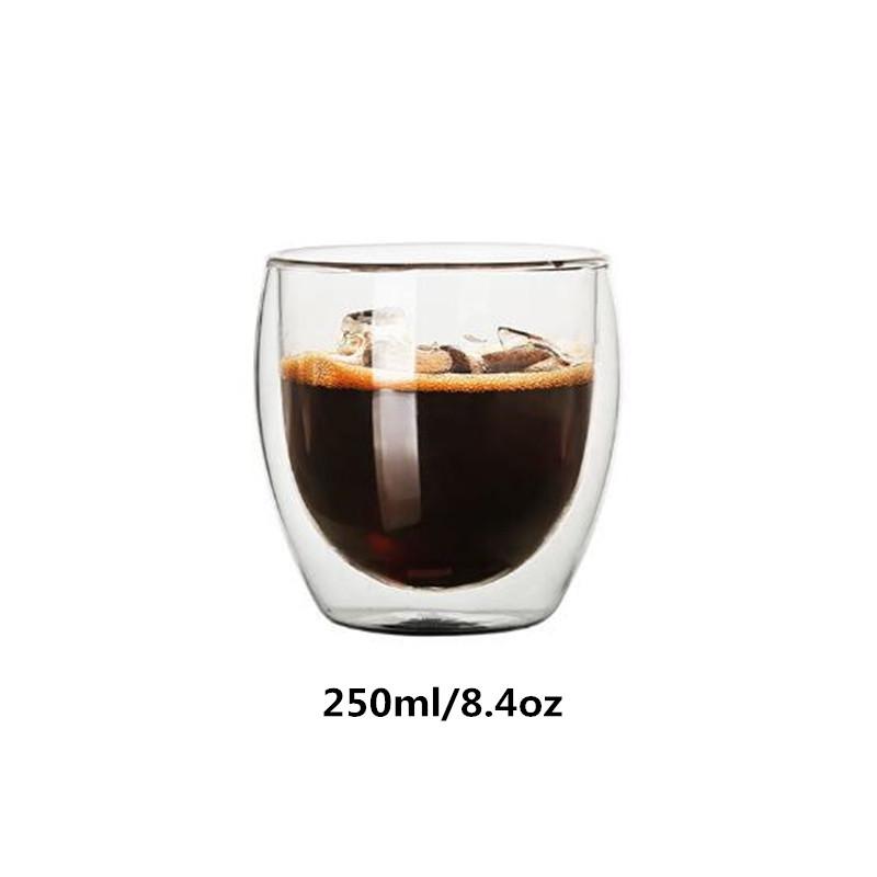 Double Wall Glass Cups Espresso Coffee Mugs Heat-Resistant Transparent 80/250/350/450ml with Double Bottom for Home & Kitchen
