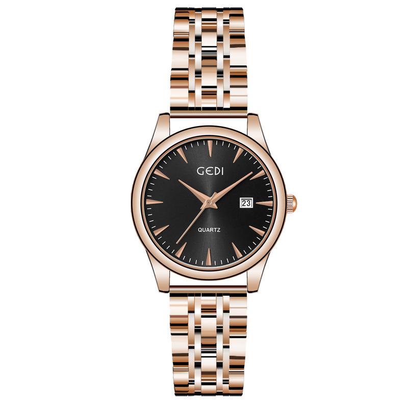 Couple Classic Steel Belt Watch Simple High-End Calendar Waterproof Quartz Watch High-Value Watch