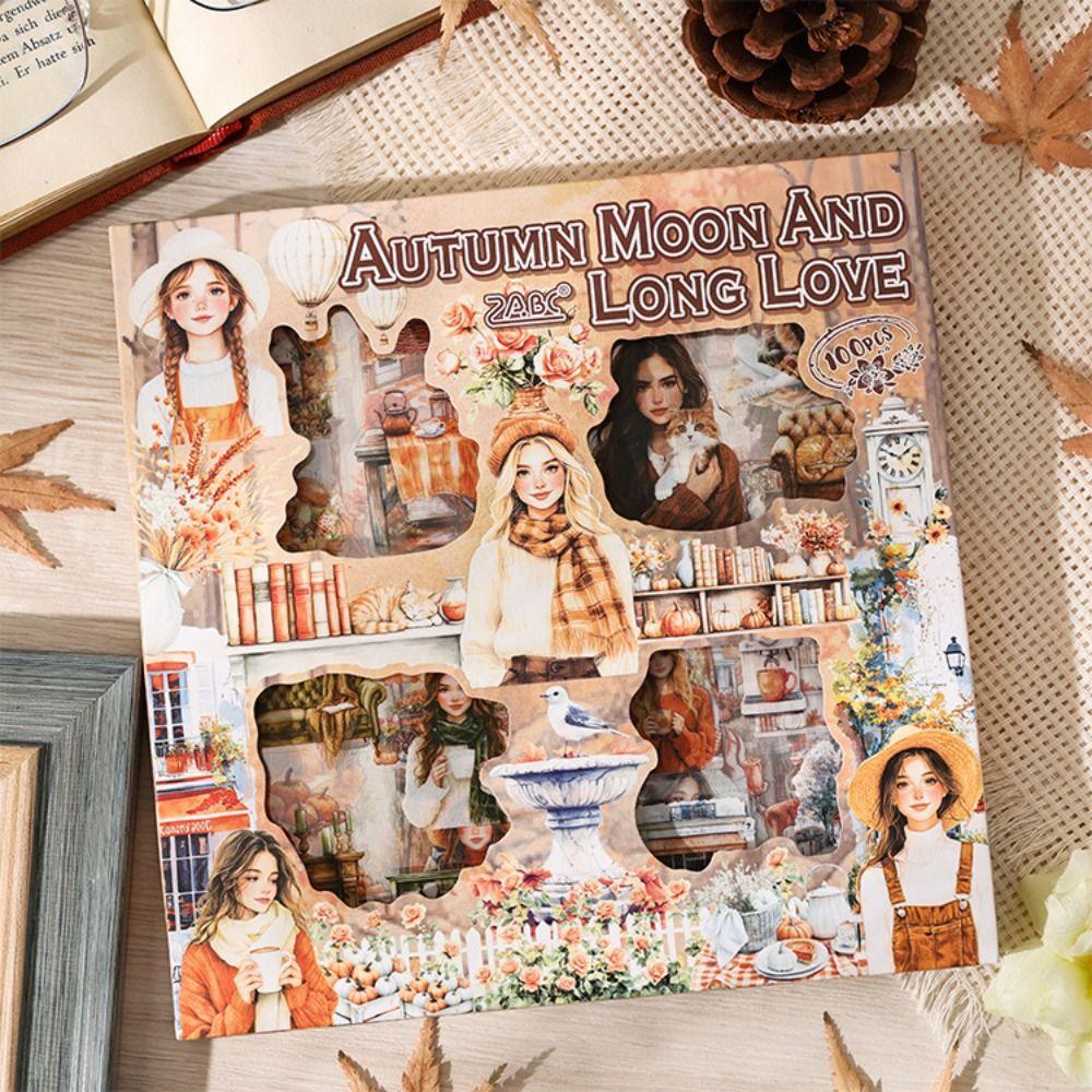 100 stk Fire årstider DIY Scrapbook-klistremerker Håndlaget journaldekor Blomstertema-klistremerker Collage