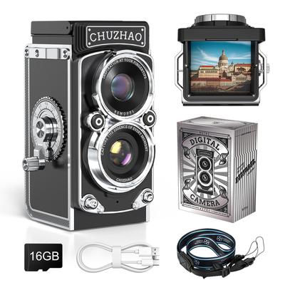 Beedove Retro Digital 1080P Foto och Video 12MP Kompakt Leksakskamera för Bärbar TLR för och Kameraporträtt 16GB Japansk Bruksanvisning och Kamera,