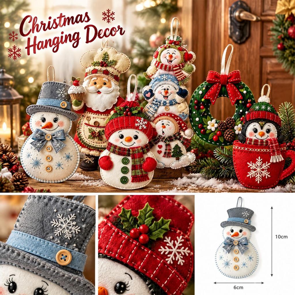 2D Snowman and Santa Hanging Ornament for Christmas Door and Home Decor