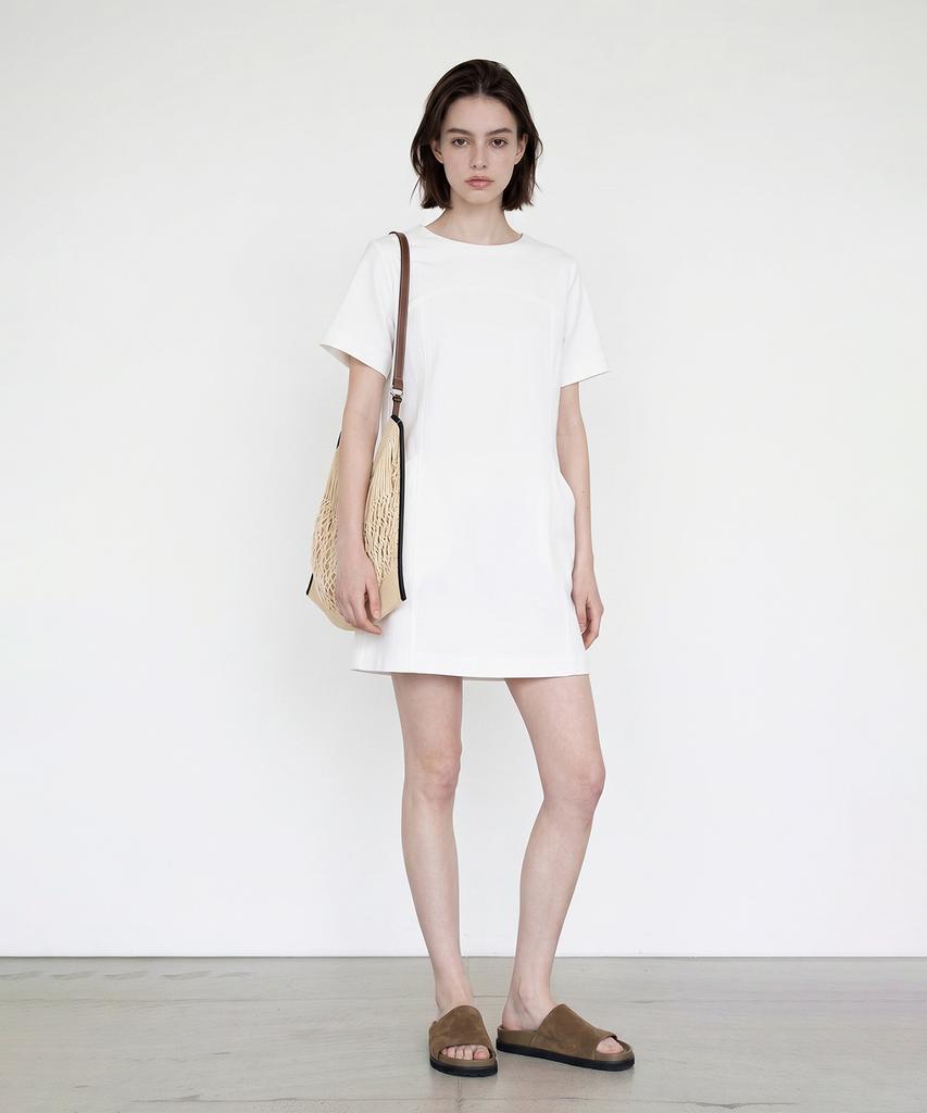 Lugkaeseuteu Armelle Oversized Belted Mini Dress_White